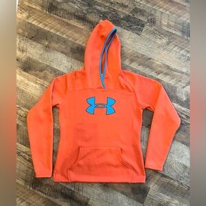 Under Armour Vibrant Orange Hoodie with Blue Emblem
